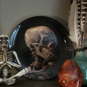Van Gogh Smoking Skeleton Plate